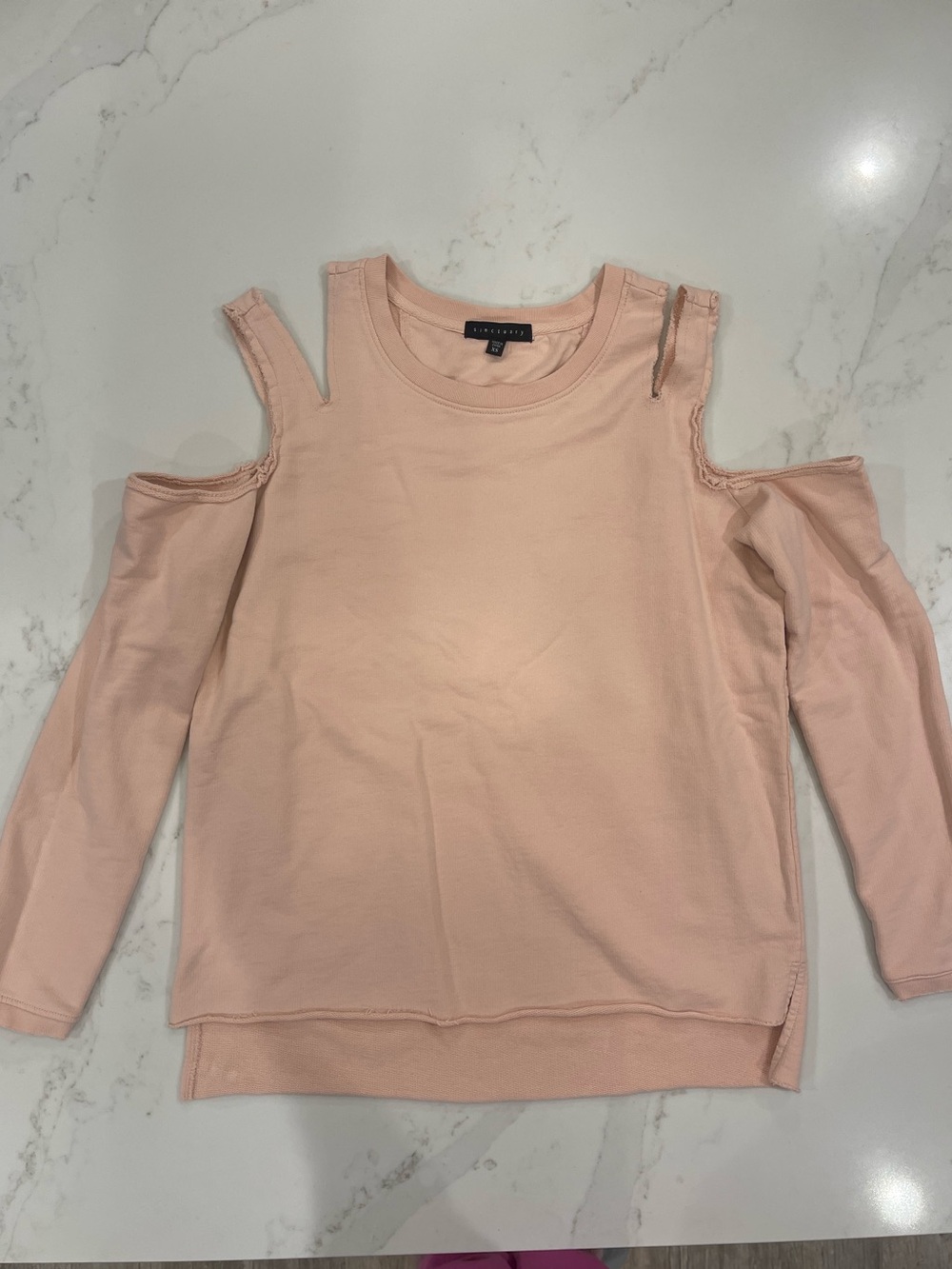 Sanctuary Cold-Shoulder Sweatshirt in Light Pink